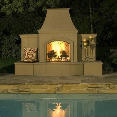 American Fyre Designs Grand Phoenix 113 Inch Vent-Free Freestanding Outdoor Fireplace with Extended Bullnose Hearth In Outdoor 1