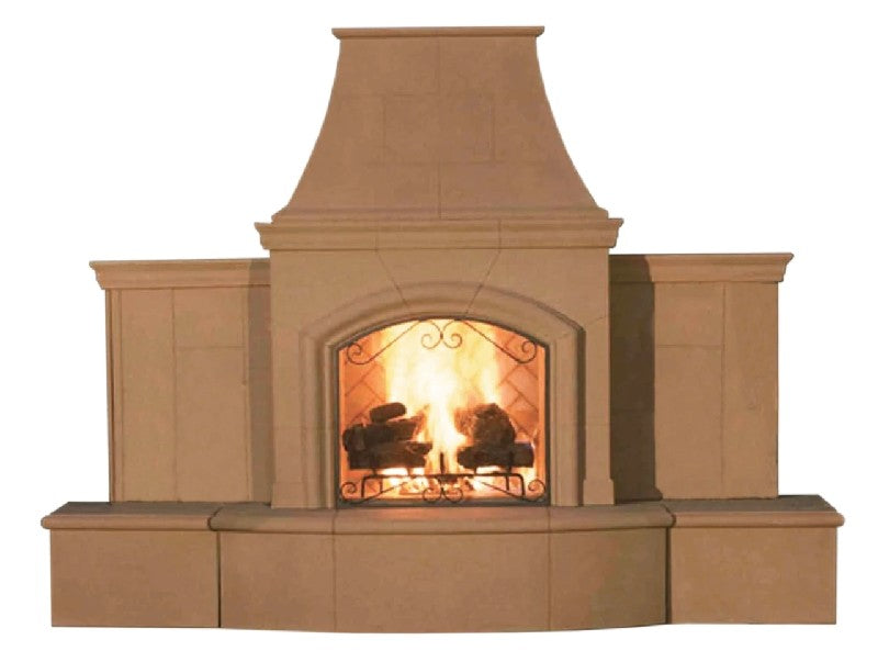 American Fyre Designs Grand Phoenix 113 Inch Vent-Free Freestanding Outdoor Fireplace with Extended Bullnose Hearth Front View