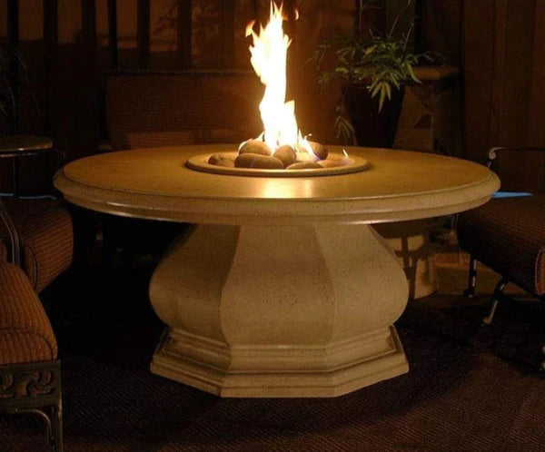 American Fyre Designs Inverted 48 Inch Round Gas Fire Table with Concrete Table Top