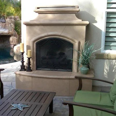 American Fyre Designs Mariposa 65 Inch Vent-Free Freestanding Outdoor Fireplace, 16 Inch Rectangle Bullnose Outdoor VIew