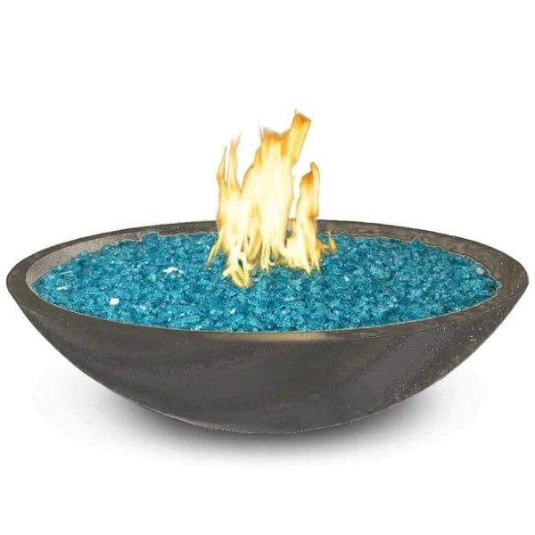 American Fyre Designs Marseille 32 Inch Round Gas Fire Bowl with Water Spout