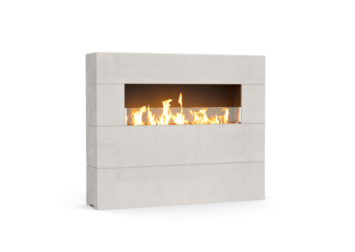 American Fyre Designs Milan 72 Inch Tall Linear Outdoor Gas Fireplace with Fyrestarter White Aspen