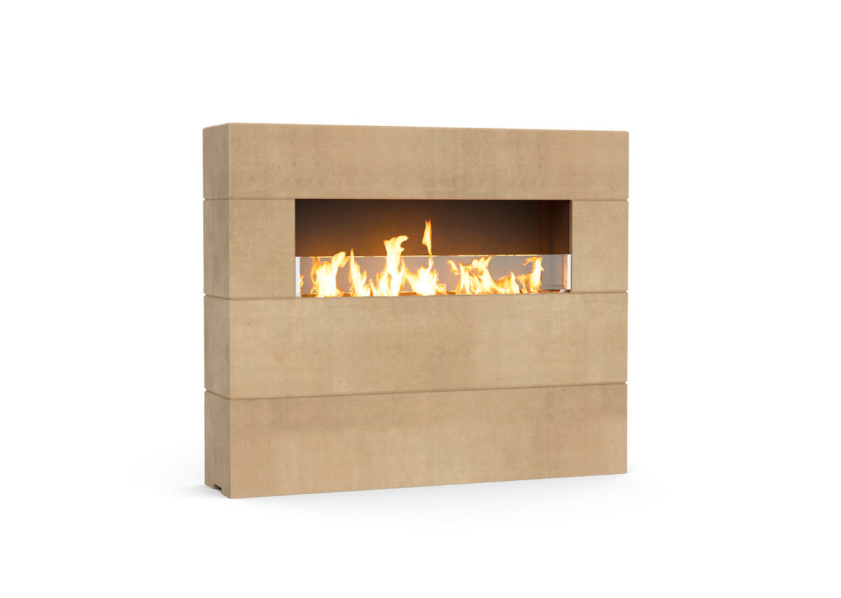 American Fyre Designs Milan 72 Inch Tall Linear Outdoor Gas Fireplace with Fyrestarter - Cafe Blanco