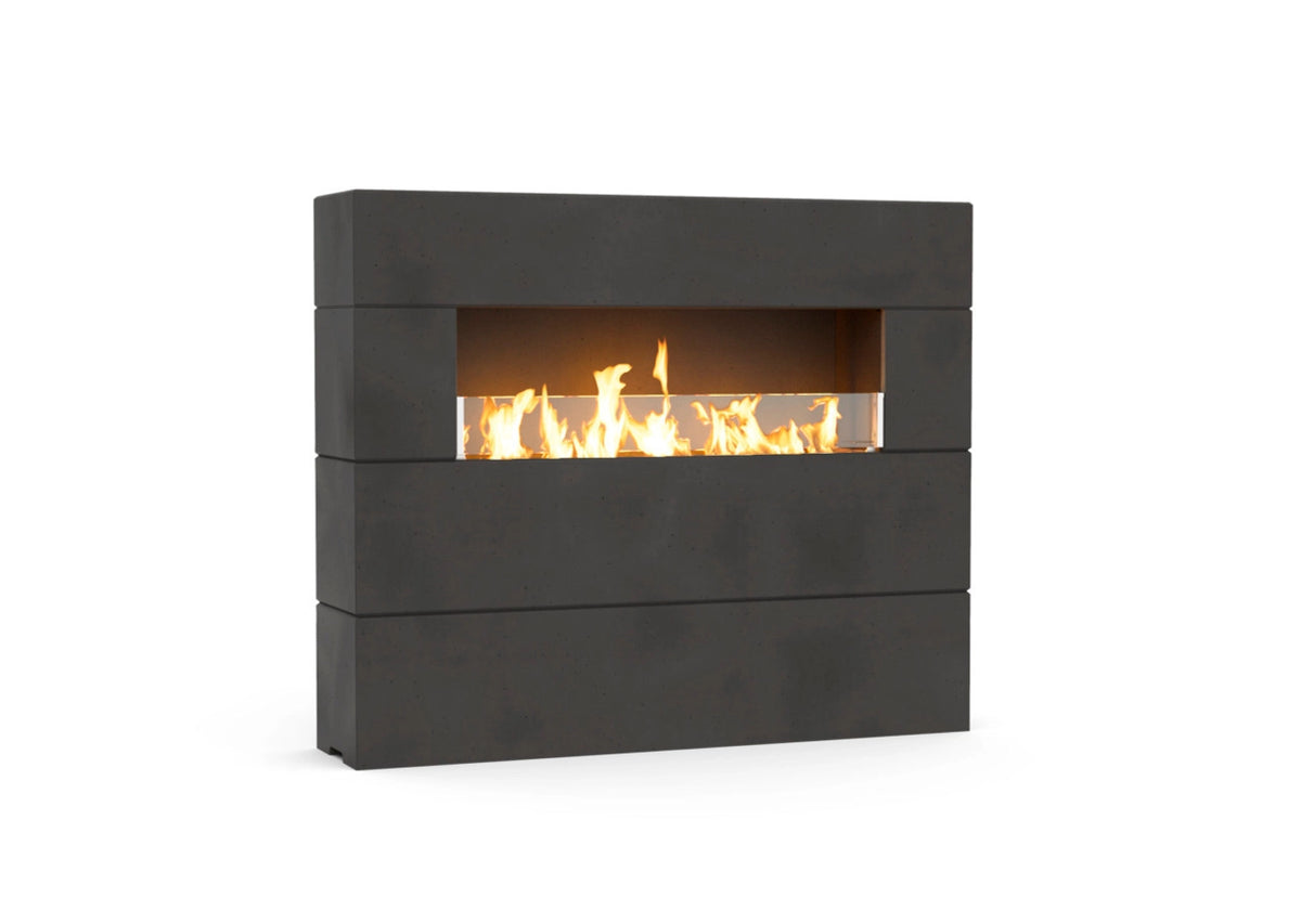 American Fyre Designs Milan 72 Inch Tall Linear Outdoor Gas Fireplace with Fyrestarter - Black Lava