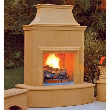 American Fyre Designs Petite Cordova 65 Inch Vent-Free Freestanding Outdoor Fireplace, 16 Inch Rectangle Bullnose, No Recess Outdoor 