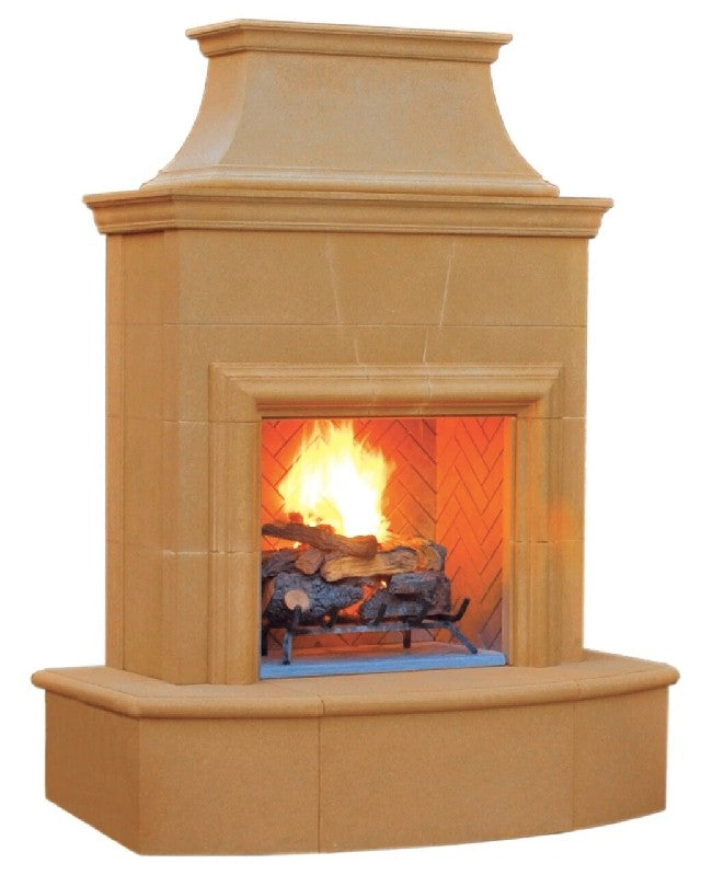 American Fyre Designs Petite Cordova 65 Inch Vent-Free Freestanding Outdoor Fireplace, 16 Inch Rectangle Bullnose, No Recess Angled View
