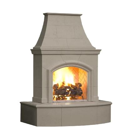 American Fyre Designs Phoenix 65 Inch Vented Freestanding Outdoor Fireplace, 113 Inch Extended Bullnose Angled View