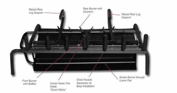 Aspen Industries Master Flame Elite Gas Burner with Valve and Charred Split Oak Log Set Parts Diagram