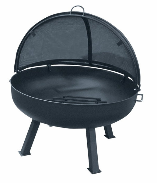 Aspen Industries Master Flame Round Fire Pit With Four Leg Base-Round with Pivot Screen Open