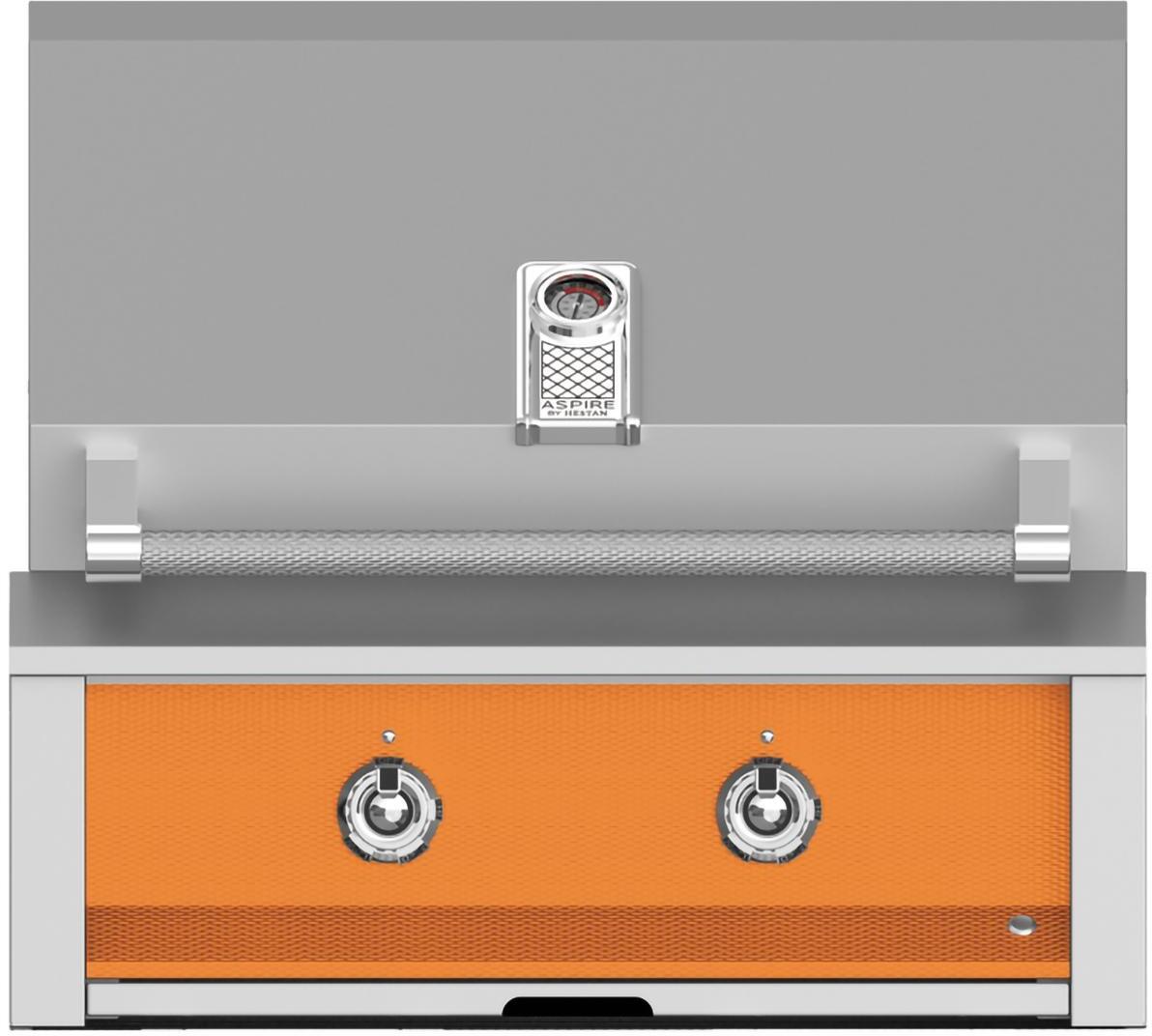 Aspire By Hestan 30-Inch Built-In Gas Grill Front View Orange