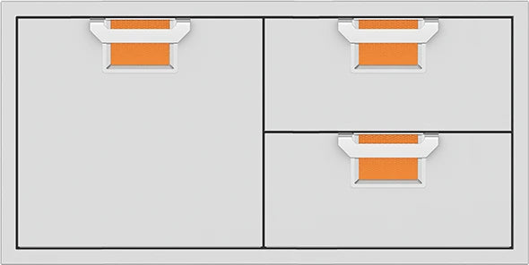 Aspire By Hestan 42-Inch Double Drawer and Single Storage Door Combination Orange