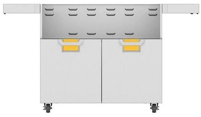 Aspire By Hestan 42-Inch Gas Grill Double Door Tower Cart Front View Yellow
