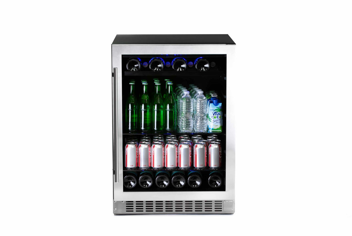 Azure 24-inch Beverage Center with Stainless Trim Glass Door Front View