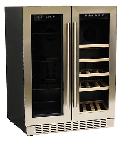 Azure 24-inch Dual Zone Beverage and Wine Center with Stainless Trim Glass Door