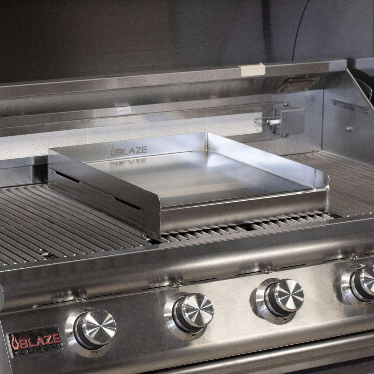 Blaze 14 Inch Griddle Plate Shown on Grill