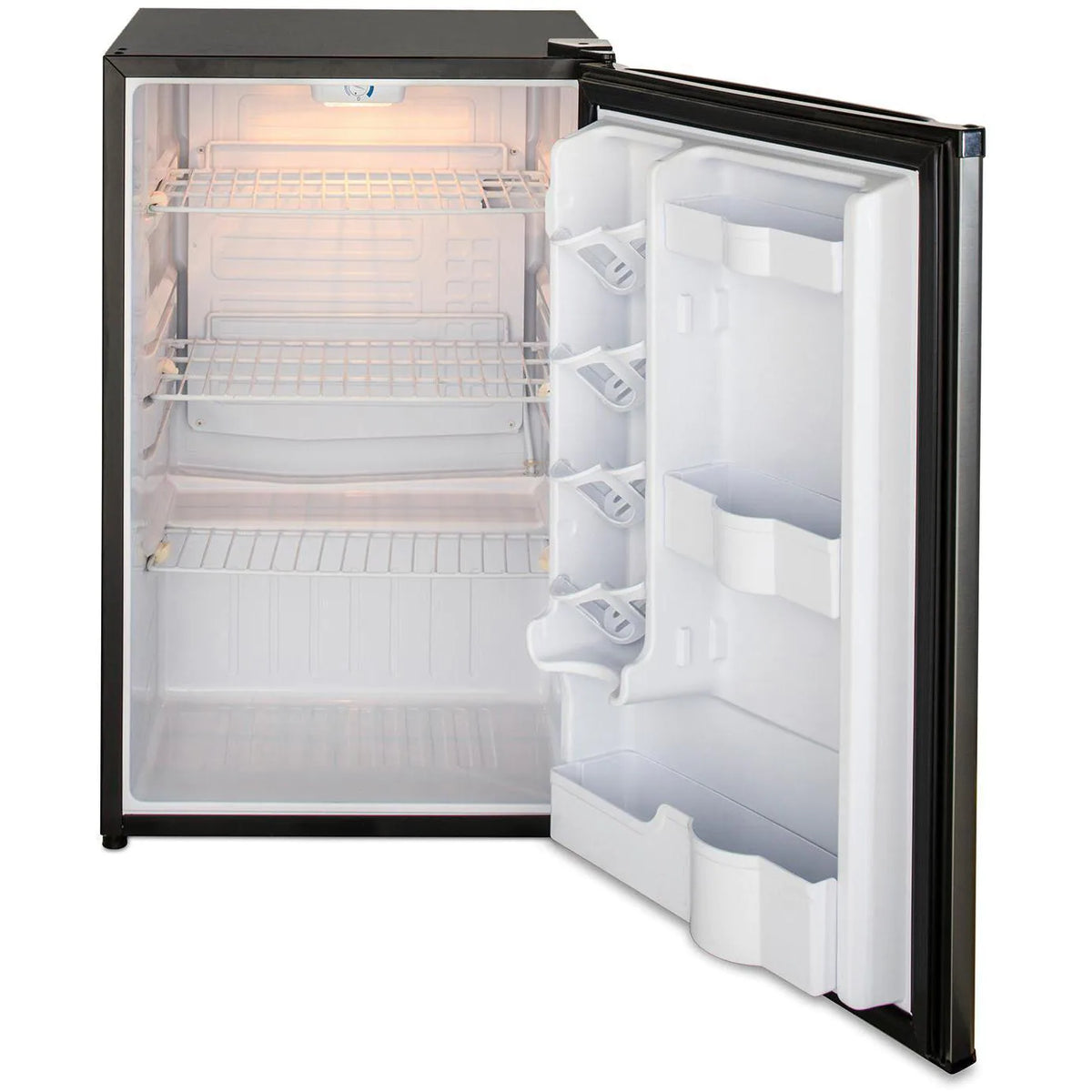 Blaze 20 Inch Outdoor Compact Refrigerator Door Open with Light On
