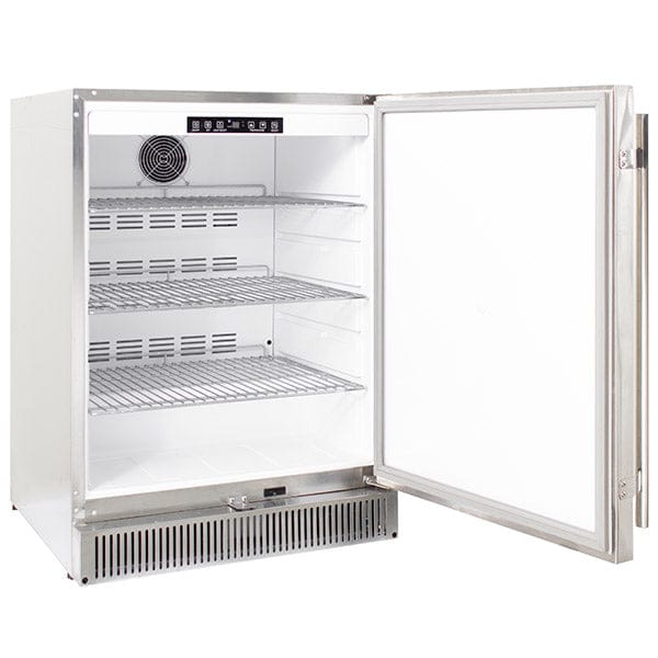 Blaze 24 Inch Outdoor Rated Stainless Refrigerator Left Angle View With Door Open