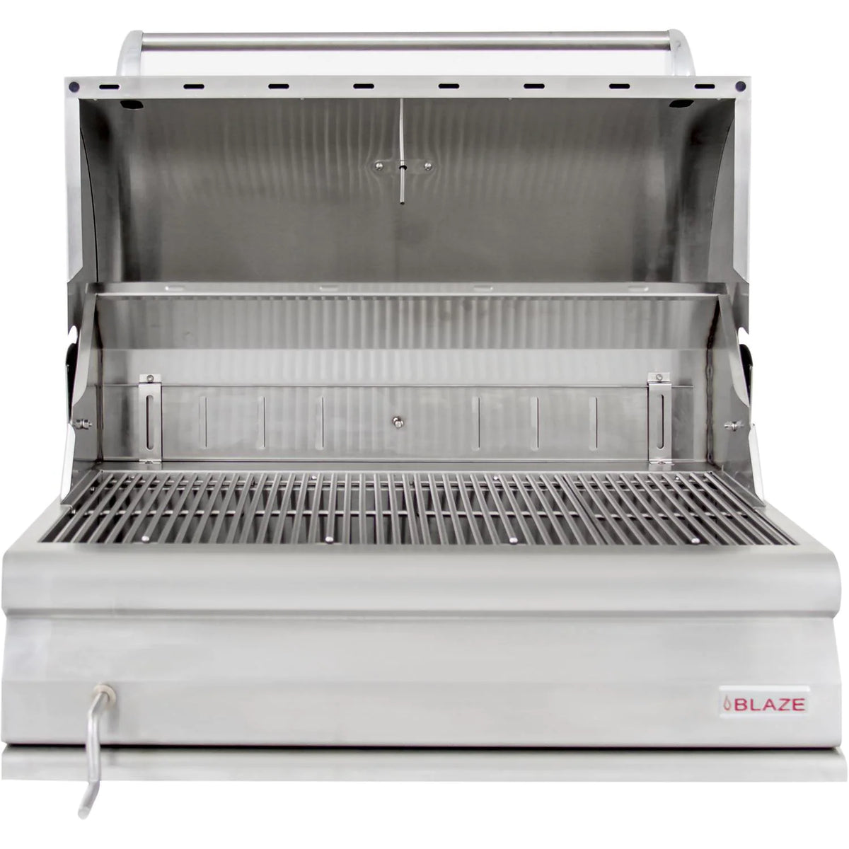 Blaze 4 Cooking Grids 32 Inch Charcoal Grill Hood Open