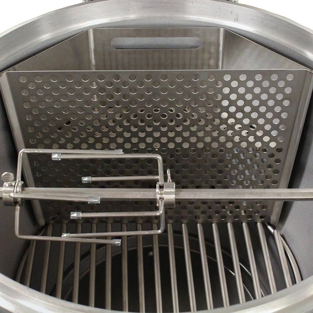 Blaze Easy Light Indirect Cooking System with Moisture Enhancing Pan In Use Below The Cooking Grate