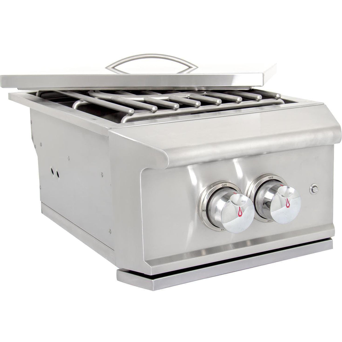 Blaze Professional 16 Inch Power Burner Angled View With Stainless Steel Lid