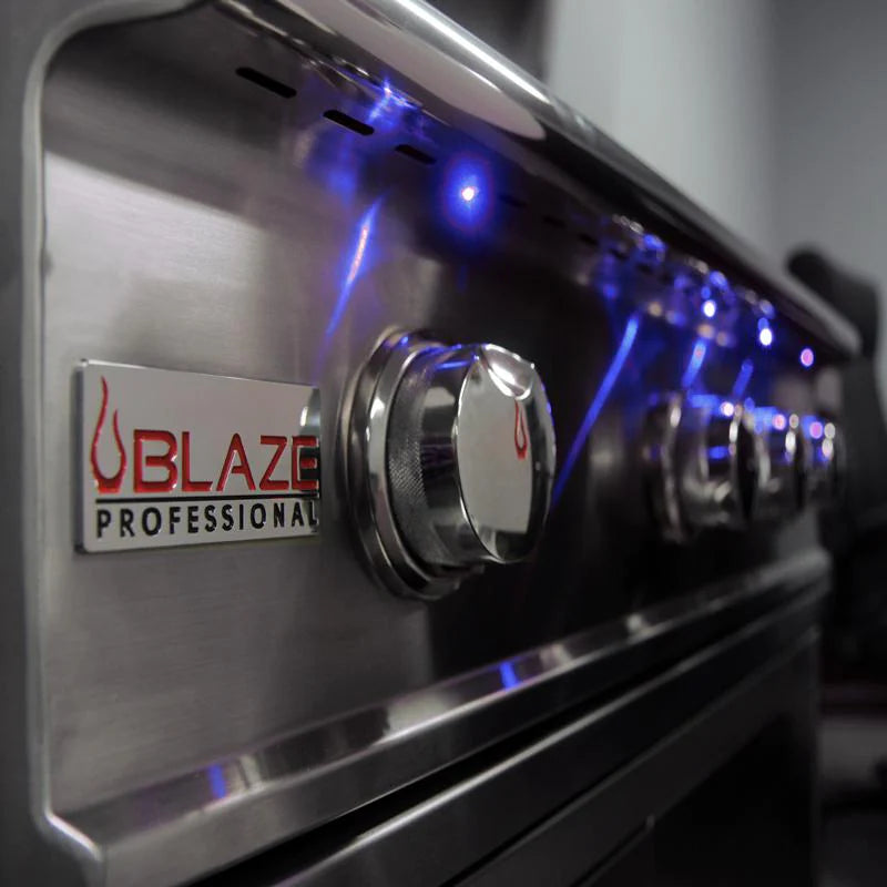 Blaze Professional and LTE 4 Burner LED 7 Piece Kit Blue LEDs illuminated