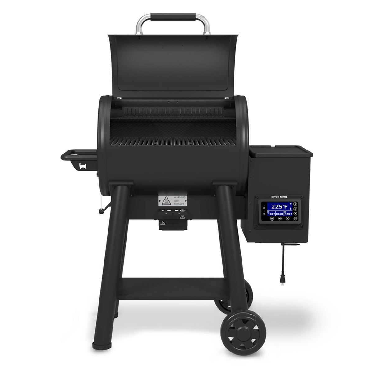 Broil King Crown Pellet 400 Smoker and Grill Front View Open Lid