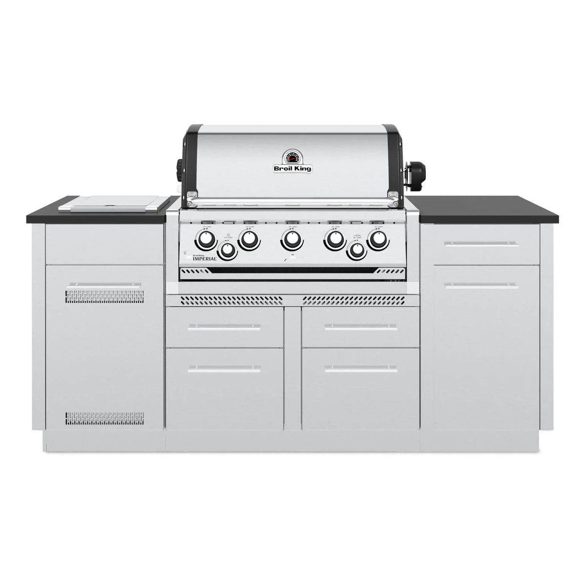Broil King 896844 Imperial S 590i 5-Burner Propane Gas Grill Center With Rotisserie &amp; Side Burner - Stainless Steel