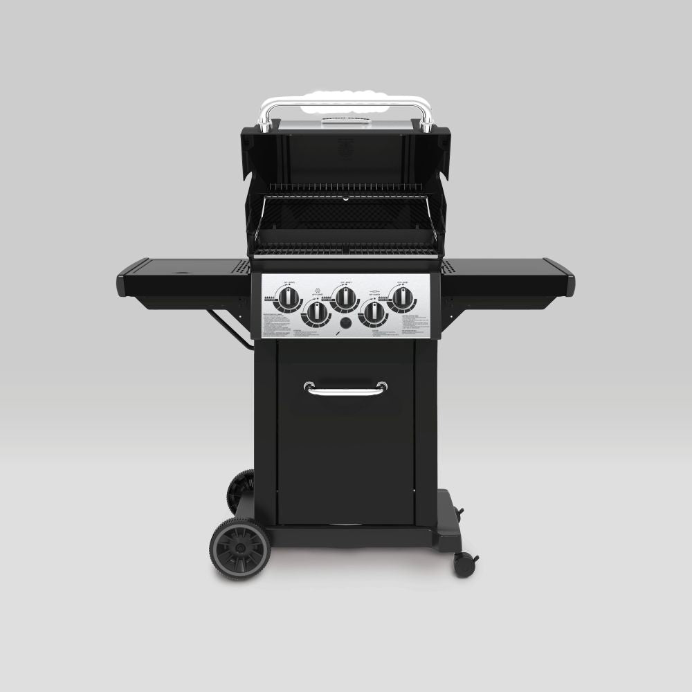 Broil King Monarch 390 Gas Grill Front View Open Lid