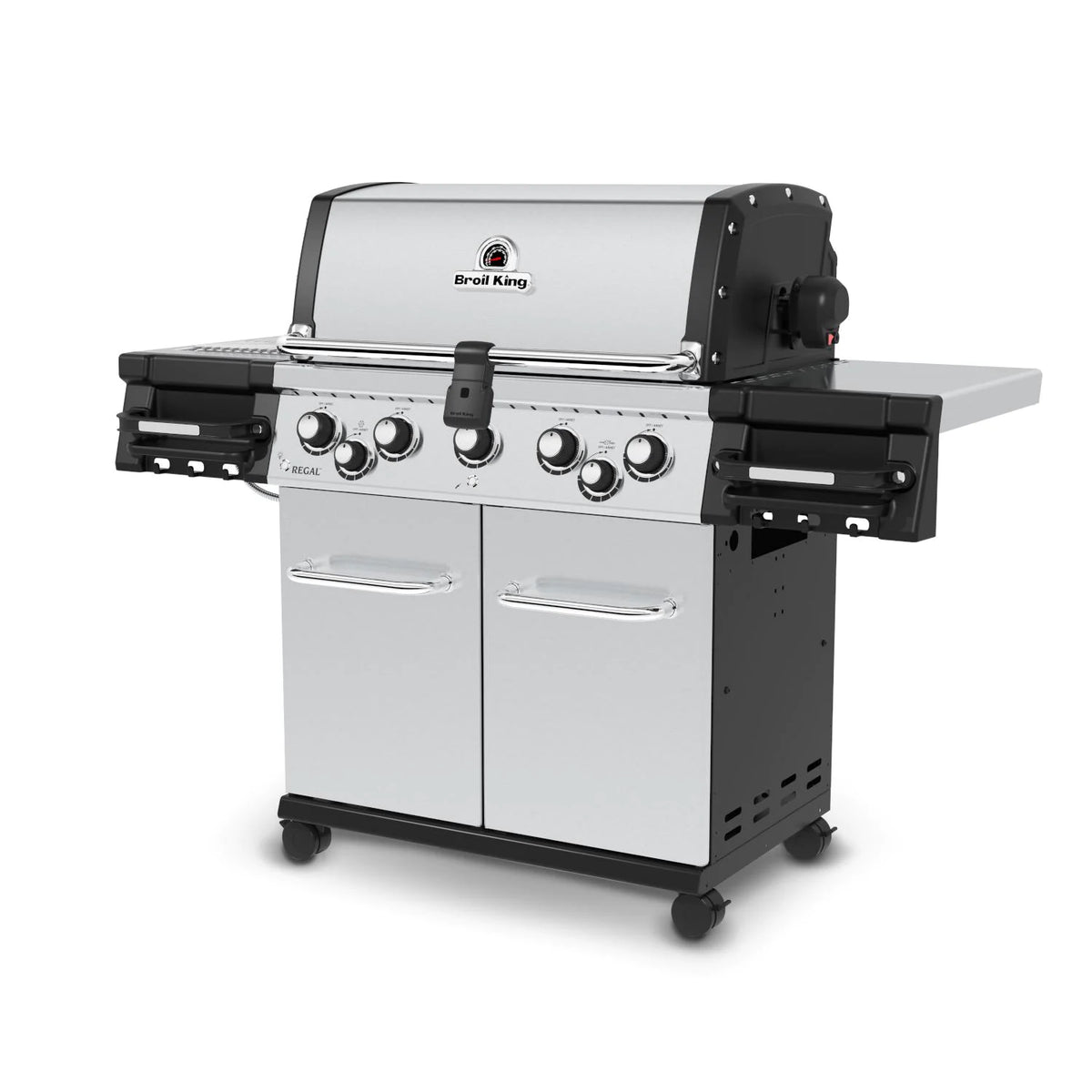 Broil King 958944 Regal S 590 PRO IR 5-Burner Propane Gas Grill With Rotisserie &amp; Infrared Side Burner - Stainless Steel - Side View