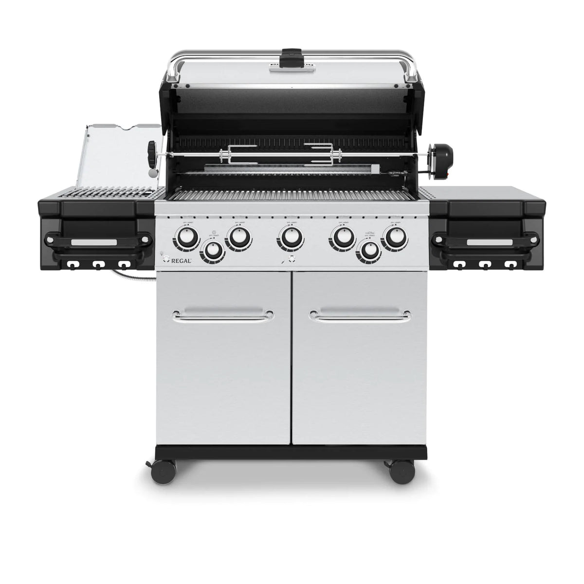 Broil King 958944 Regal S 590 PRO IR 5-Burner Propane Gas Grill With Rotisserie &amp; Infrared Side Burner - Stainless Steel - Open View