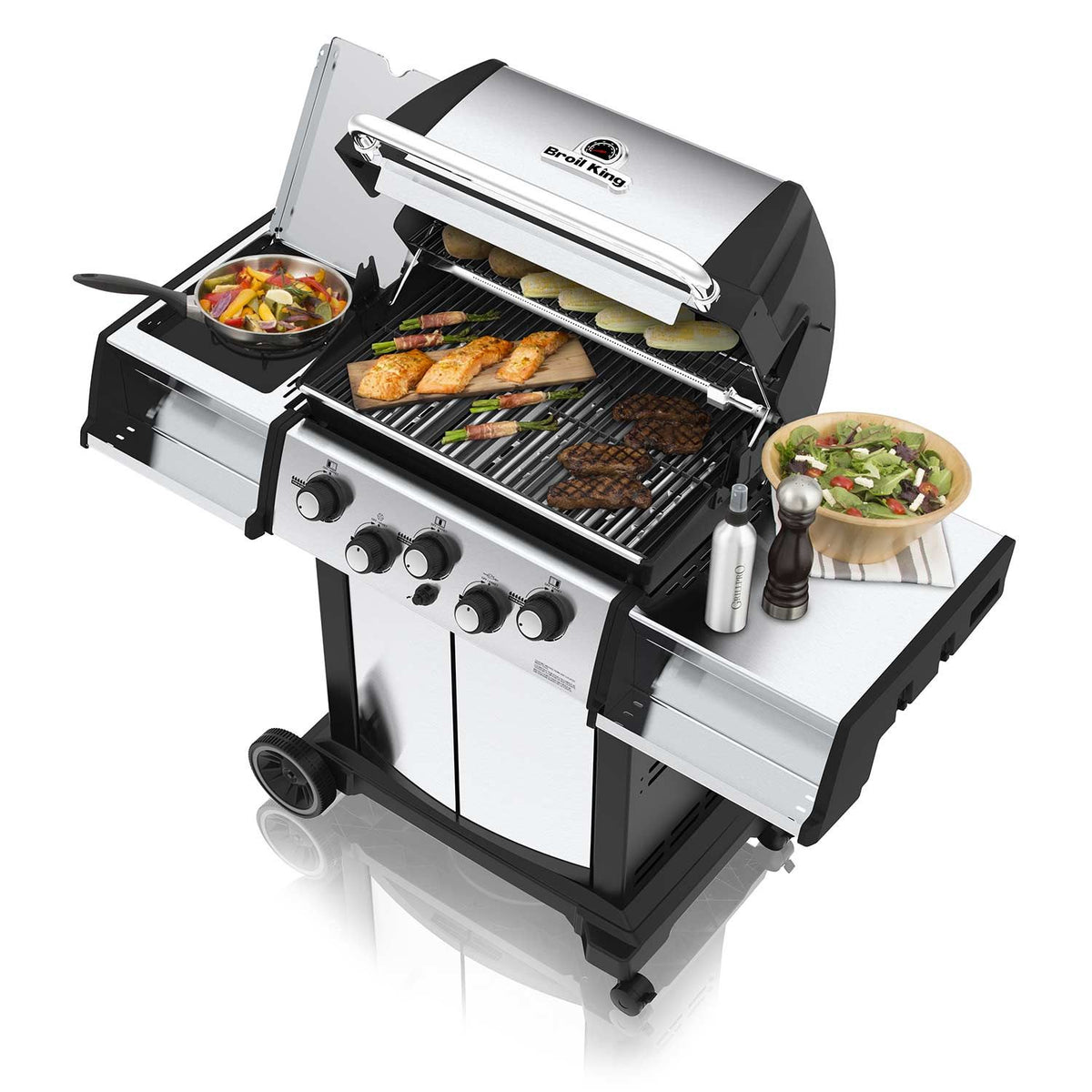 Broil King Signet 390 Gas Grill Angled View Open Lid