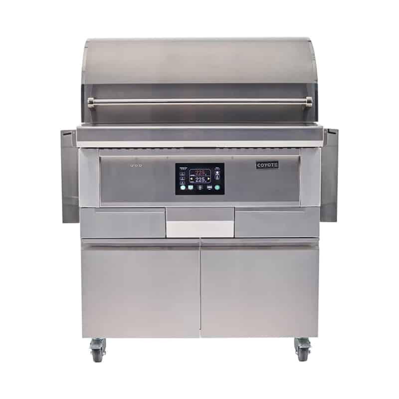 Coyote 36 Inch Electric Pellet Grill with Grill Cart for Freestanding Use