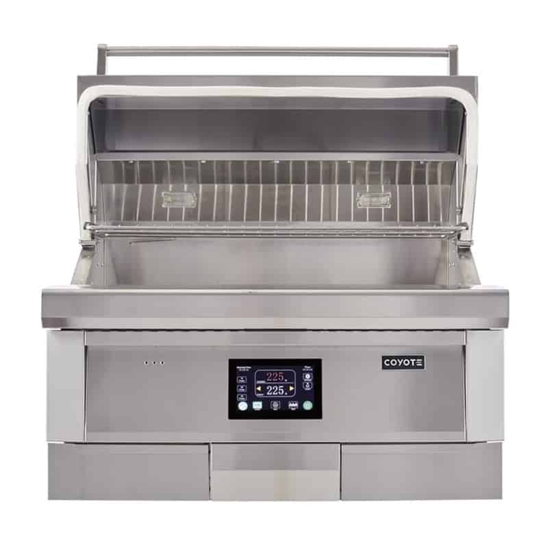 Coyote 36 Inch Electric Pellet Grill Front Hood Cover Open