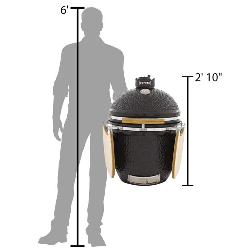 Coyote Asado Smoker with Stand and Side Shelves External Diagram