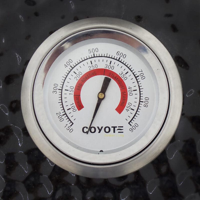 Coyote Asado Smoker with Stand and Side Shelves Thermometer