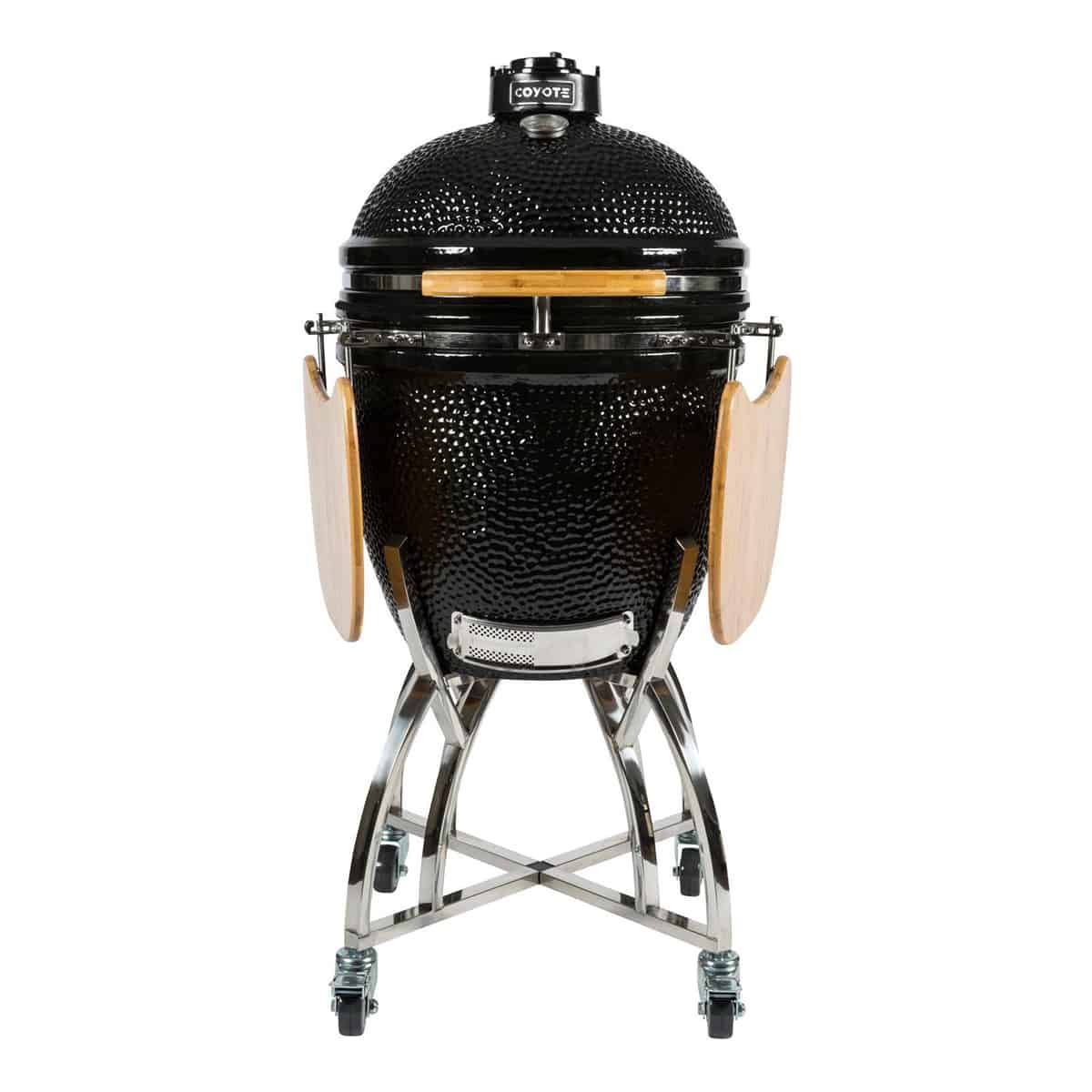 Coyote Asado Smoker with Stand and Side Shelves Ceramic Grill Shelves Down