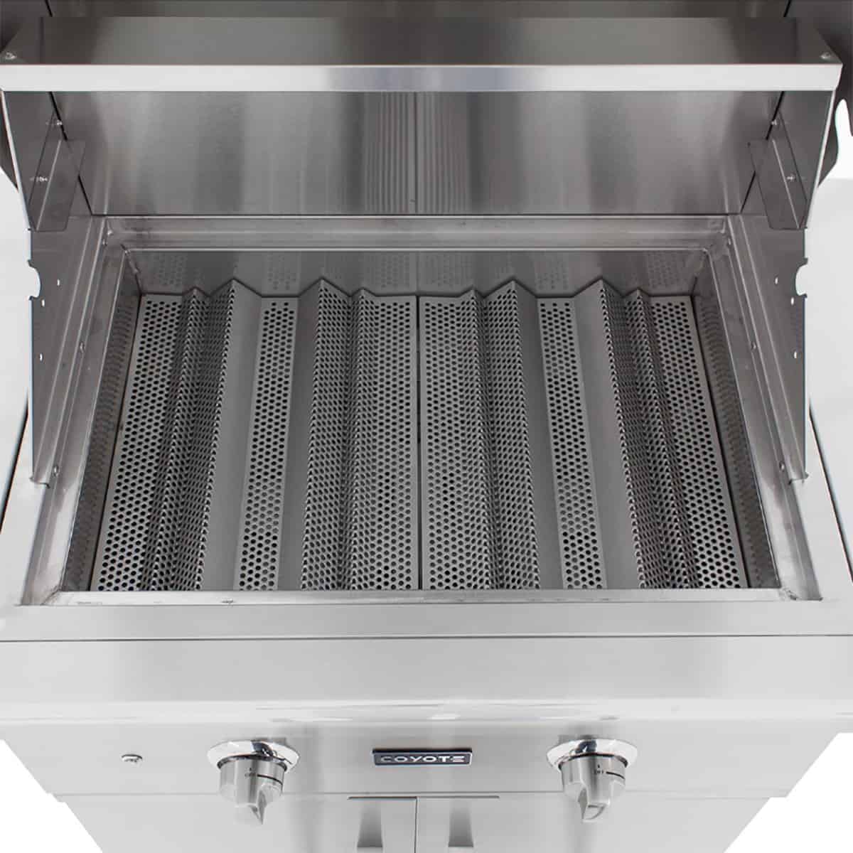Coyote C-Series 28 Inch Freestanding 2-Burner Grill Heat Control Grid Top View Close-up