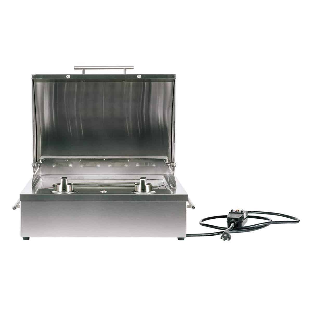Coyote Single Burner 120V Electric Grill Open Cover with Cable