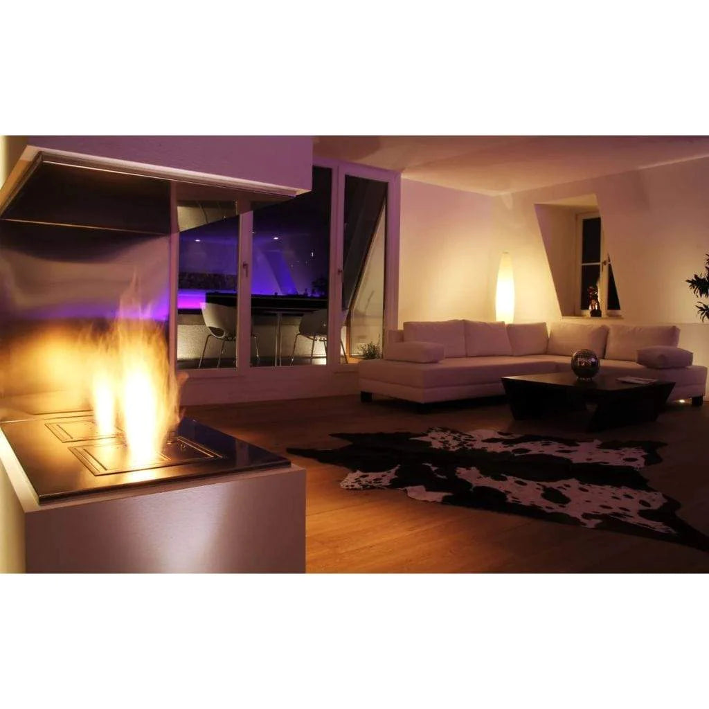 EcoSmart Fire 16 Inch Stainless Steel Ethanol Fireplace Burner in Lifestyle Installed 16
