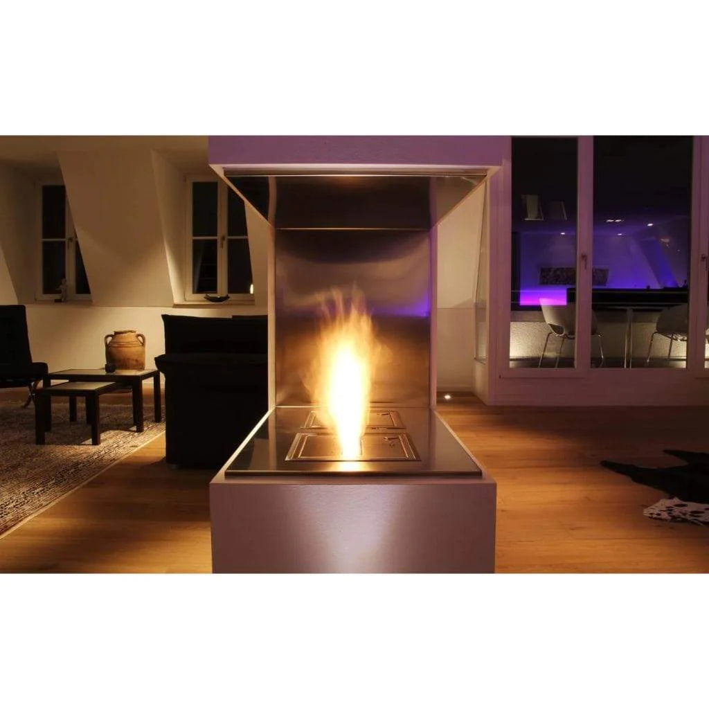 EcoSmart Fire 16 Inch Stainless Steel Ethanol Fireplace Burner in Lifestyle Installed 17