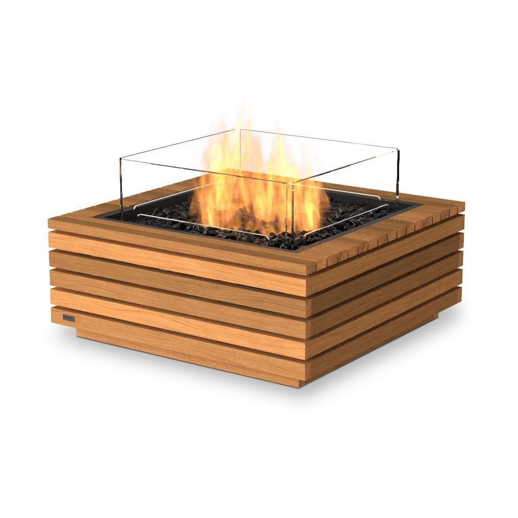 EcoSmart Fire Base 30 Inch Freestanding Square Concrete Fire Pit Table Teak