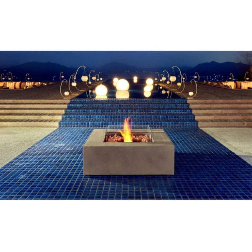 EcoSmart Fire Base 30 Inch Freestanding Square Concrete Fire Pit Table Installed in Lifestyle View 4
