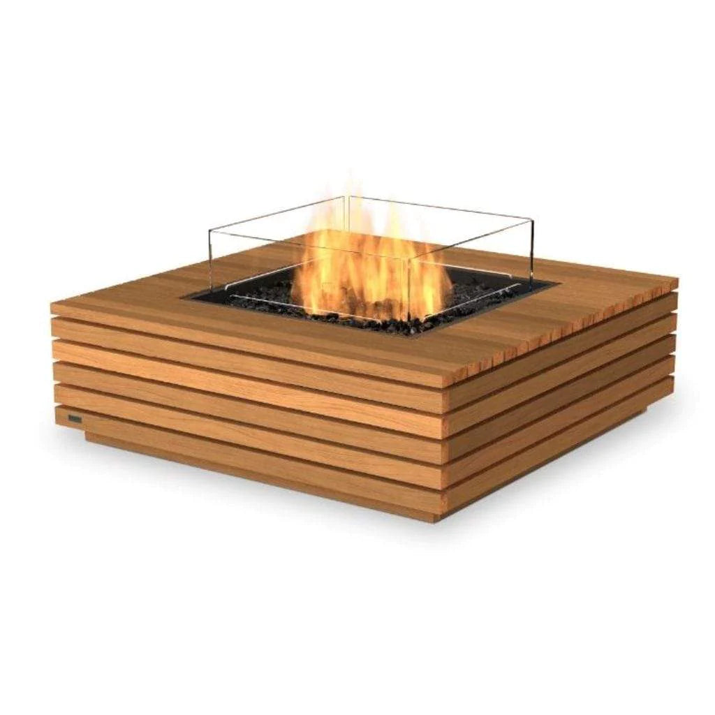 EcoSmart Fire Base 40 Inch Freestanding Square Concrete Fire Pit Table Teak