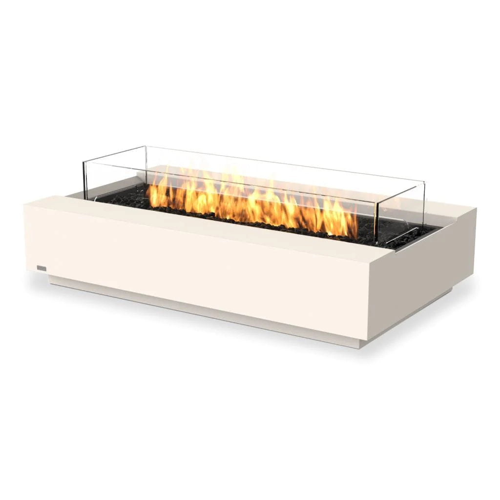 EcoSmart Fire Cosmo 50 Inch Freestanding Rectangular Concrete Fire Pit Table Bone 