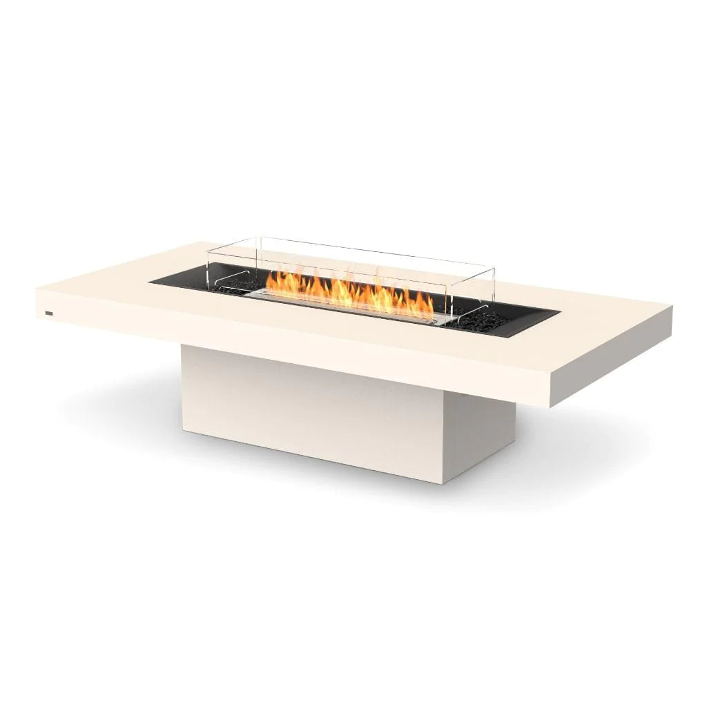 EcoSmart Fire Gin 90 Inch Freestanding (Chat) Rectangular Concrete Fire Pit Table Bone