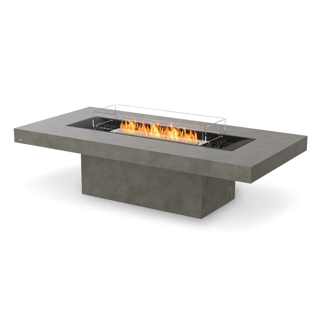 EcoSmart Fire Gin 90 Inch Freestanding (Chat) Rectangular Concrete Fire Pit Table Natural