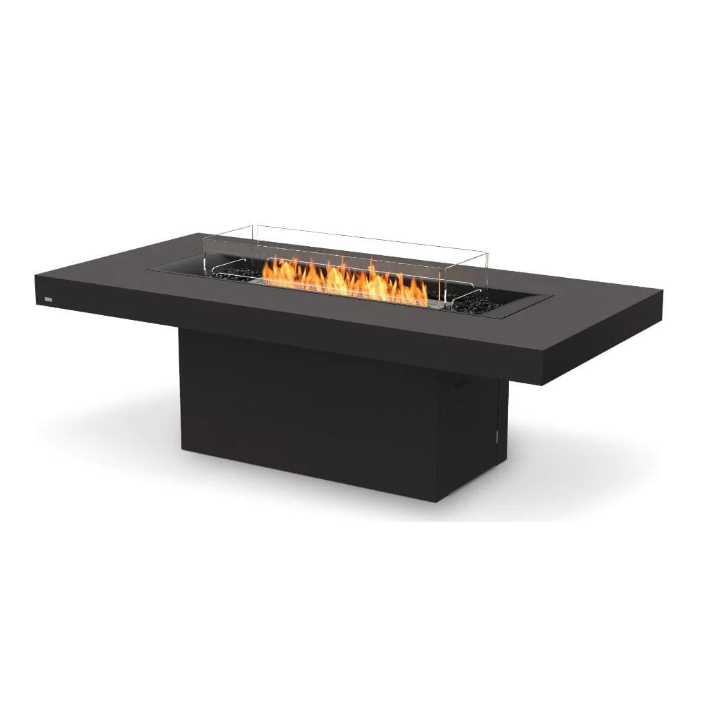 EcoSmart Fire Gin 90 Inch Freestanding (Dining) Rectangular Concrete Fire Pit Table Graphite