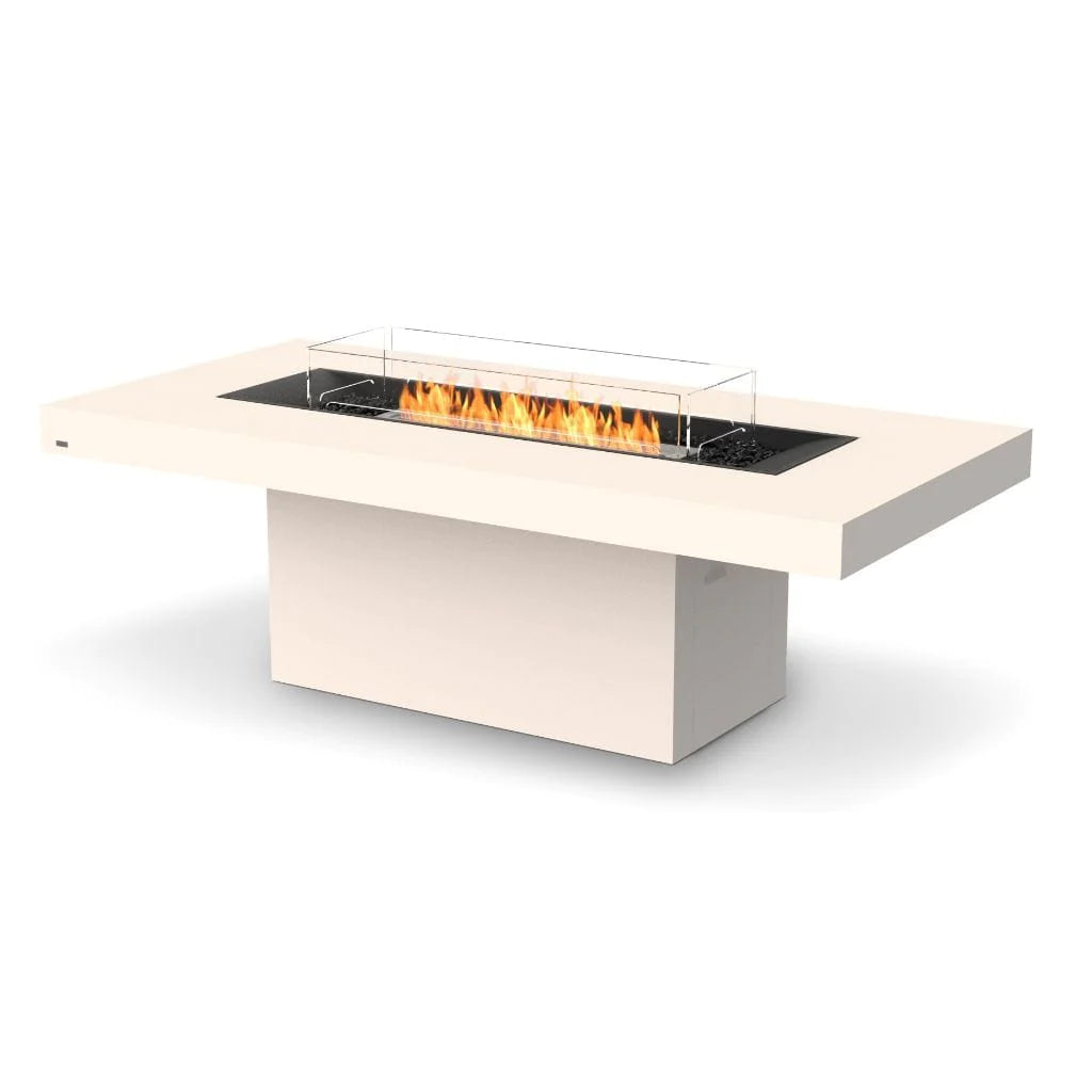 EcoSmart Fire Gin 90 Inch Freestanding (Dining) Rectangular Concrete Fire Pit Table Bone