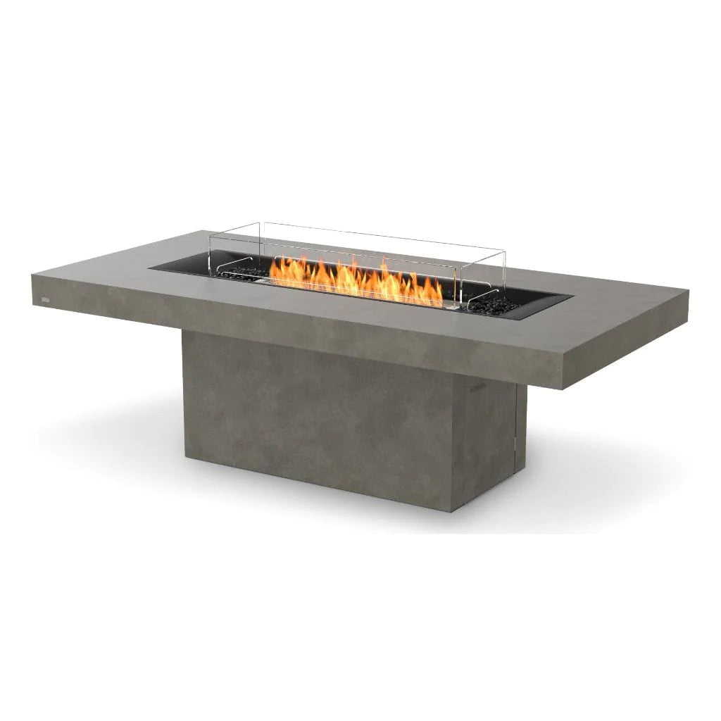 EcoSmart Fire Gin 90 Inch Freestanding (Dining) Rectangular Concrete Fire Pit Table Natural