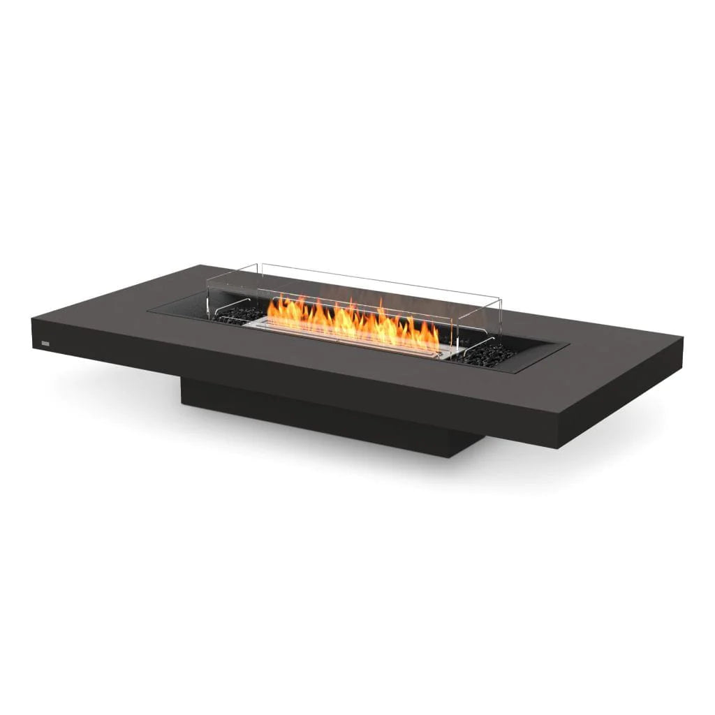 EcoSmart Fire Gin 90 Inch Freestanding (Low) Rectangular Concrete Fire Pit Table Graphite